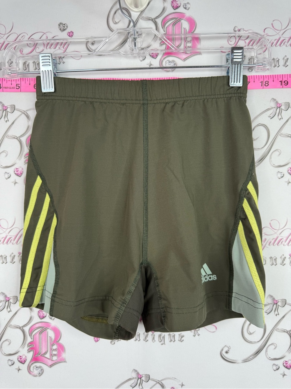 adidas shorts Olive Green Athletic Shorts with Yellow Accents